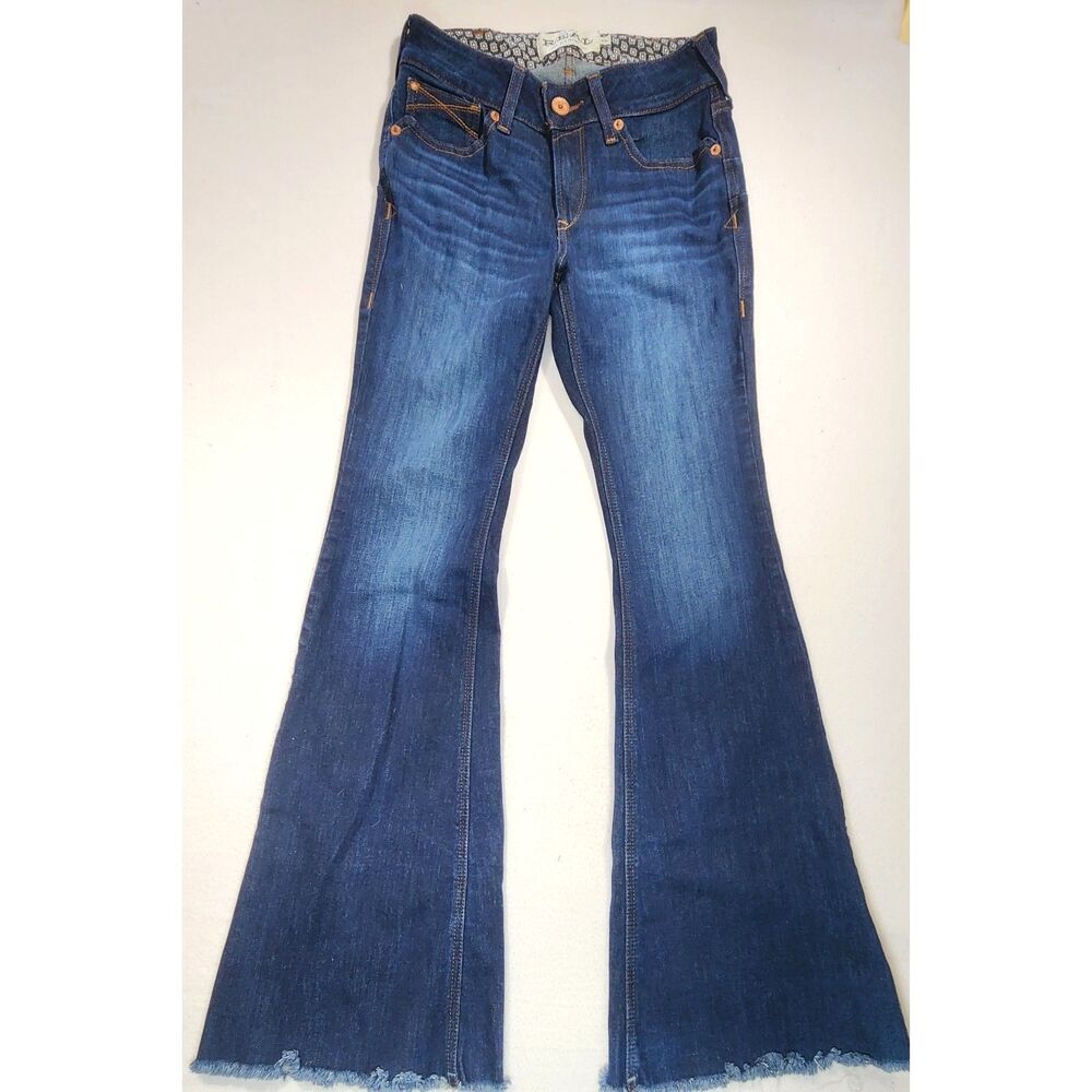 Ariat Pennsylvania Flare Jeans Womens 27x32 Raw Hem Dark Wash Low Rise Western